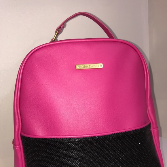 Juicy Couture Hot Pink Black Sequin Bling Backpack - Picture 3 of 16